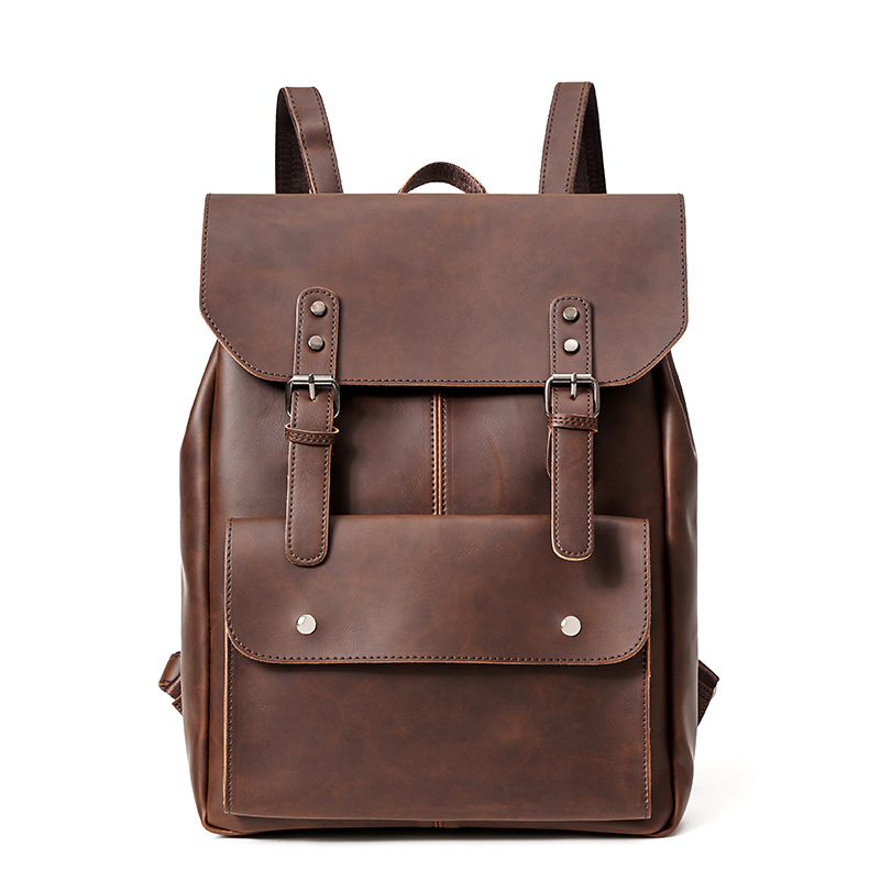 Leather Work Rucksack - GOYN Vintage Herren Lederrucksack Büchertasche 14-Zoll-Laptoptasche