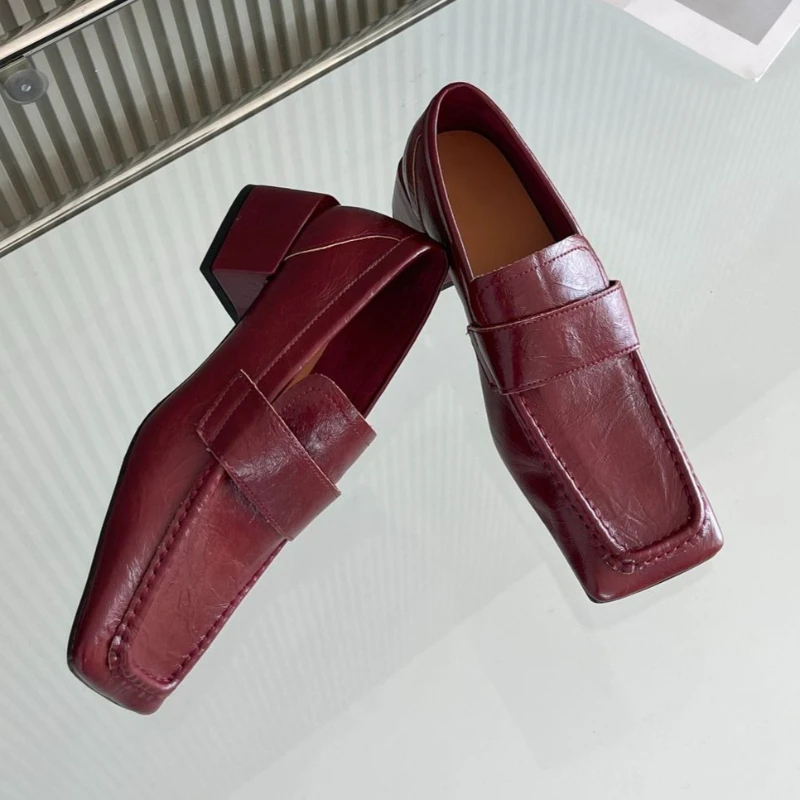 Leatherwork Designs - Damen-Schuhe mit quadratischer Zehenpartie und klobigem