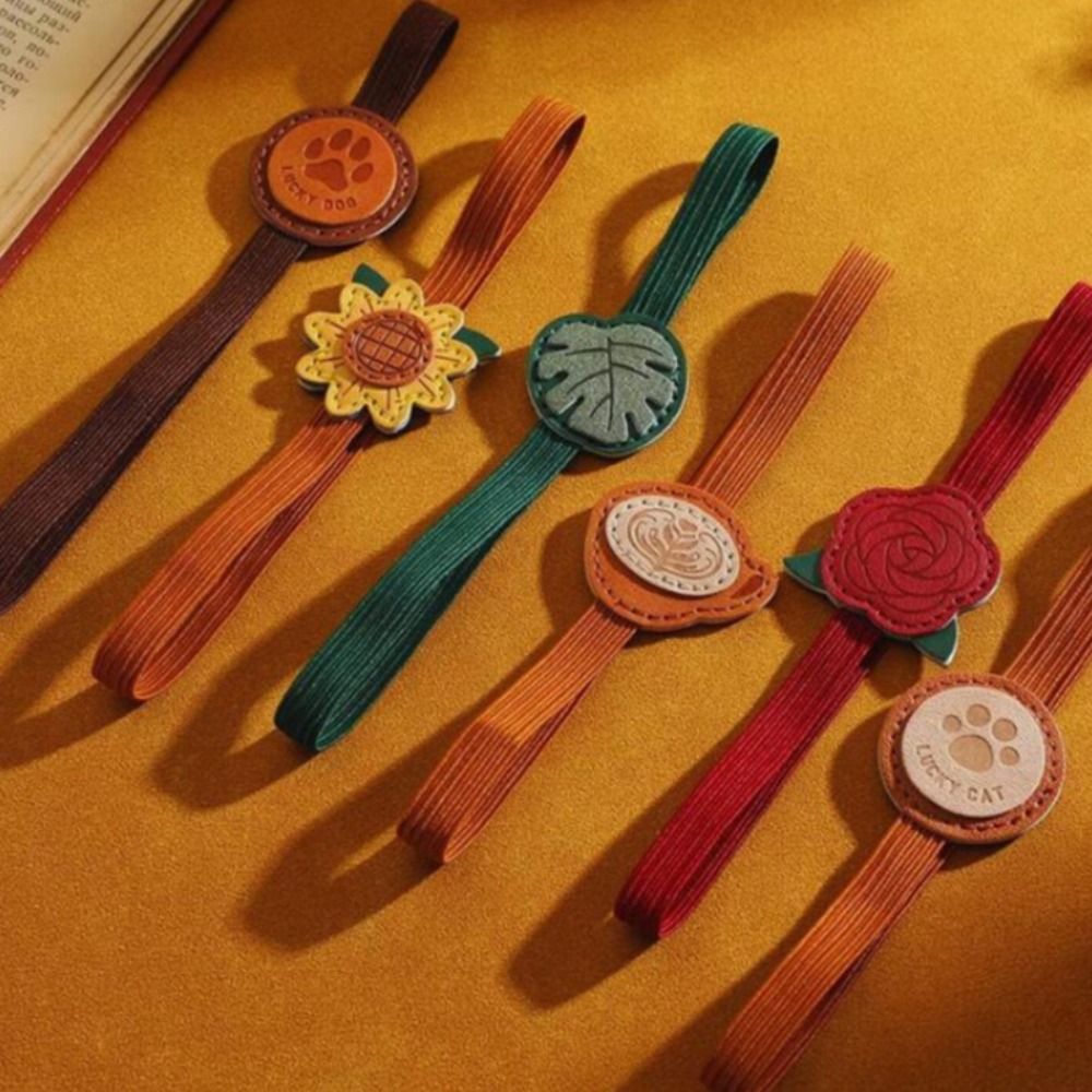 Leatherwork Books - Vintage Lesezeichen aus Leder mit Gummiband,