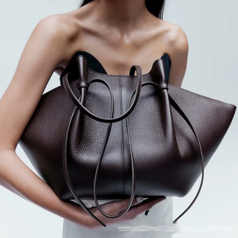 Leather Work Handbags - Damen Leder Schultertasche Dumpling Purse Hobo