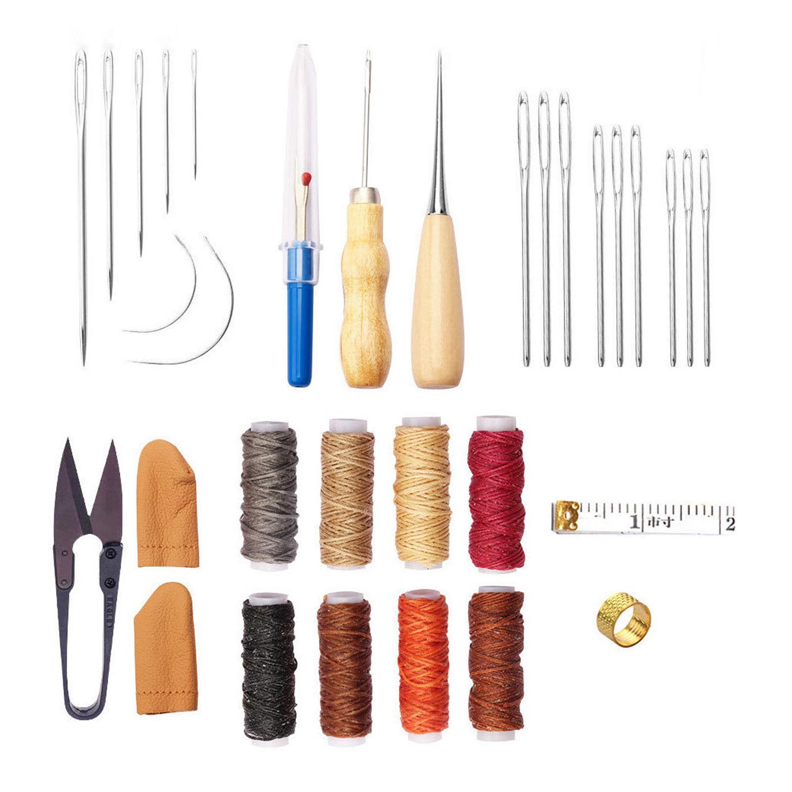 Leatherwork Beginner Tools - 32-teiliges Lederwerkzeug-Set für Lederhandwerk, Nähen, Reparatur