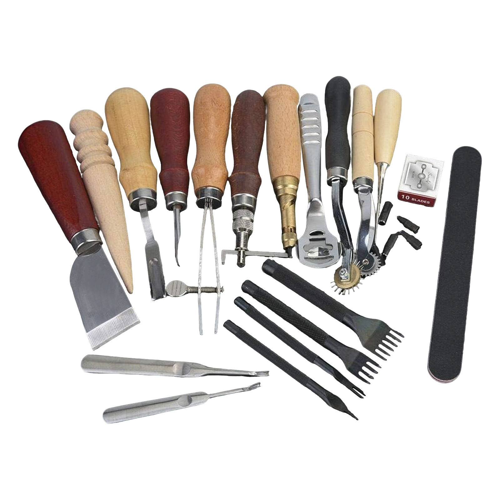 Leatherwork Beginner Tools - Lederwerkzeuge, 19-teiliges Lederhandwerks-Set zum Nähen, Stanzen