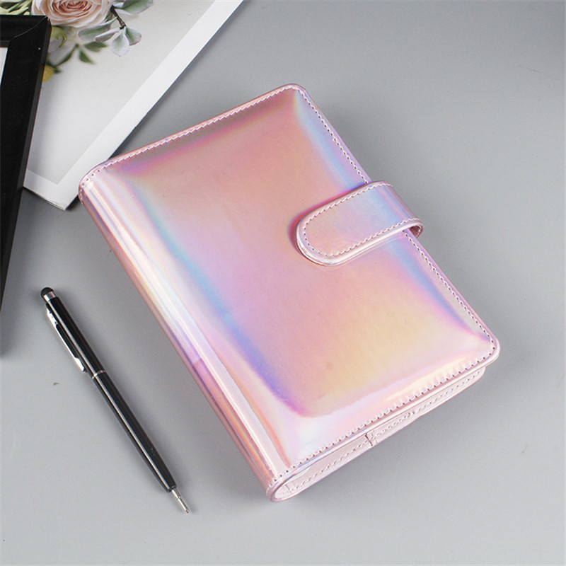 Leatherwork Books - Niedliches Laser-PU-Leder-DIY-Binder-Notizbuch, Kawaii-Rosa-Planer, Sammelalbum, Geschenk, weicher