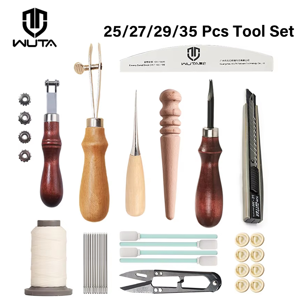 Leatherwork Beginner Tools - WUTA Professionelles Lederhandwerkswerkzeug-Set, Handnähen, Stanzarbeiten, Basisset