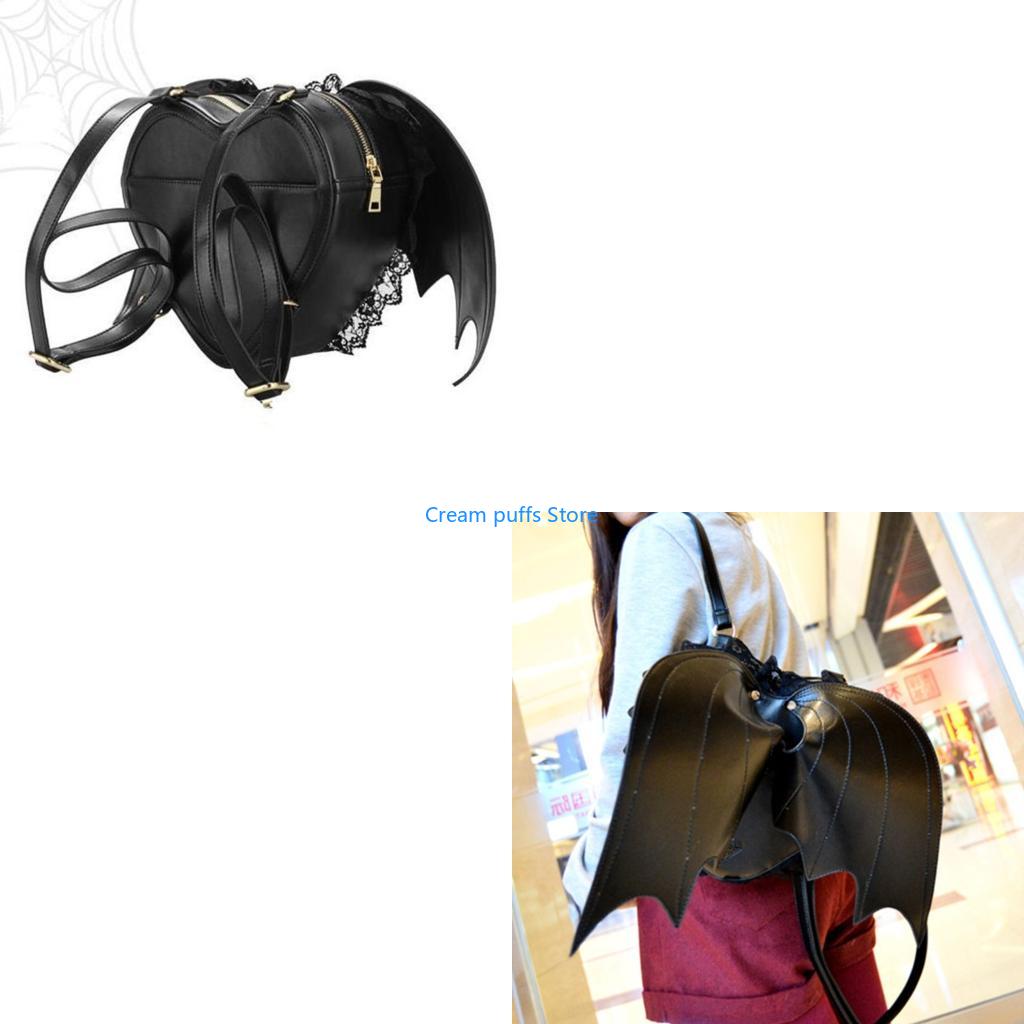 Leather Work Rucksack - 50LE Trendy Fledermausflügel-Spitzenrucksack mit bequemen Schultergurten.